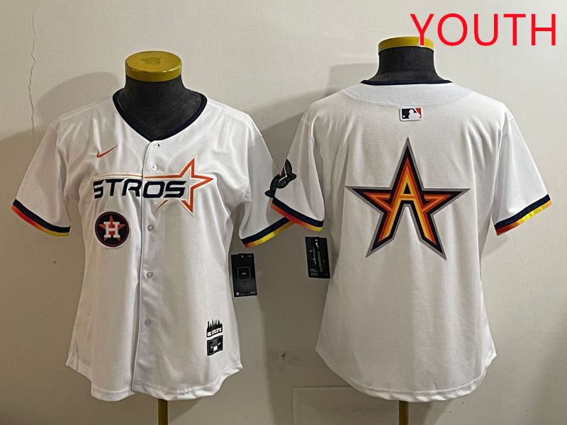 Youth Houston Astros Blank White three generations Joint Name Nike 2025 MLB Jersey style 10->youth mlb jersey->Youth Jersey